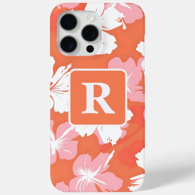 Tropical Hibiscus personalized Monogram Case-Mate iPhone Case (Back)