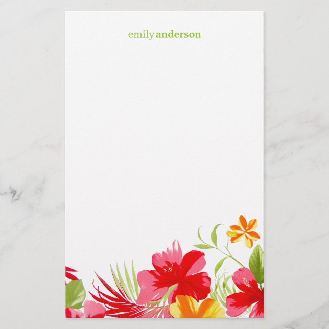 Tropical Hibiscus personalized stationery (Front)