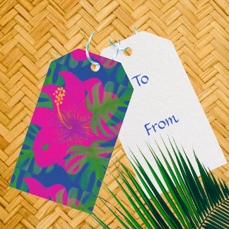 Tropical Hibiscus Philodendron  Gift Tags