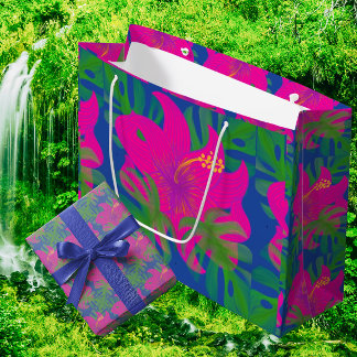 Tropical Hibiscus Philodendron  Large Gift Bag