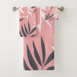 Tropical Hibiscus pink Monogram personalized Bath Towel Set