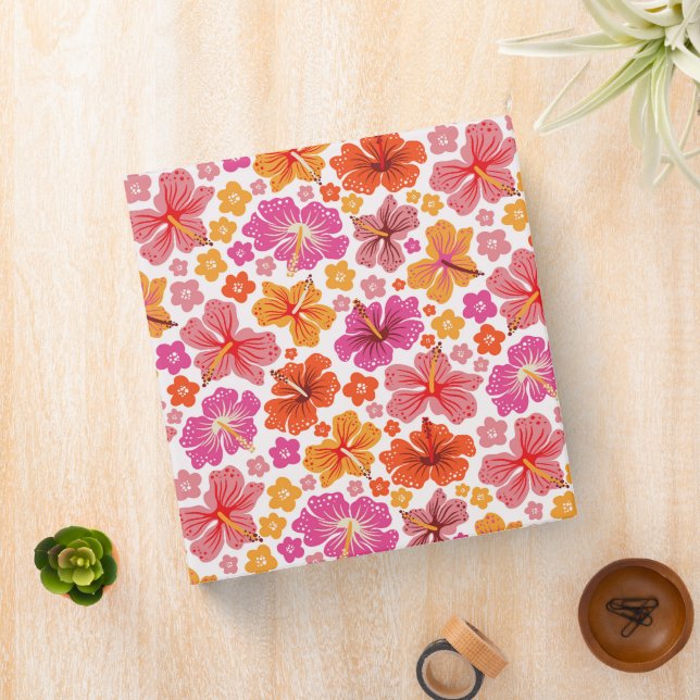 Tropical hibiscus - pink & orange binder (In Situ)