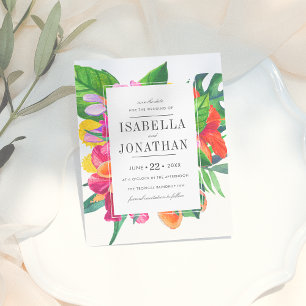 Tropical Hibiscus, Plumeria & Palm Save The Date Announcement Postcard