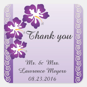 Tropical Hibiscus   Purple Square Sticker