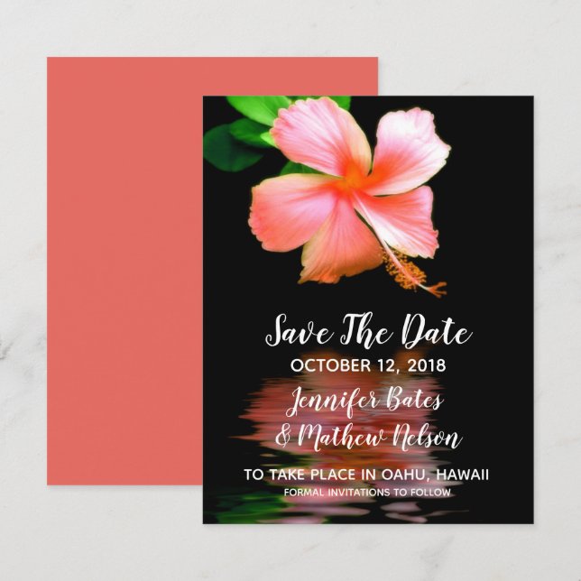 Tropical Hibiscus Save the Date Announcements (Front/Back)