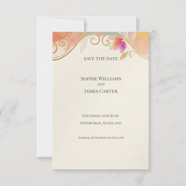 Tropical Hibiscus Save the Date Card (Front)