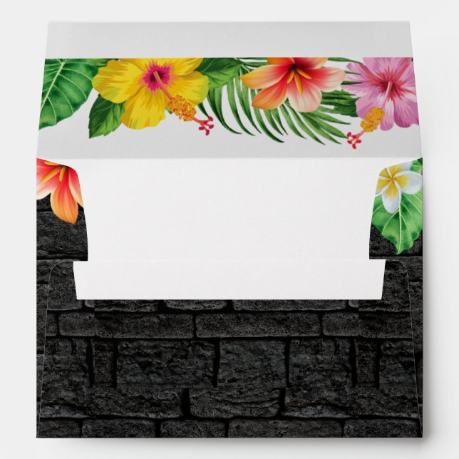 Tropical Hibiscus Summer Hawaii Birthday Party Envelope (Back (Bottom))
