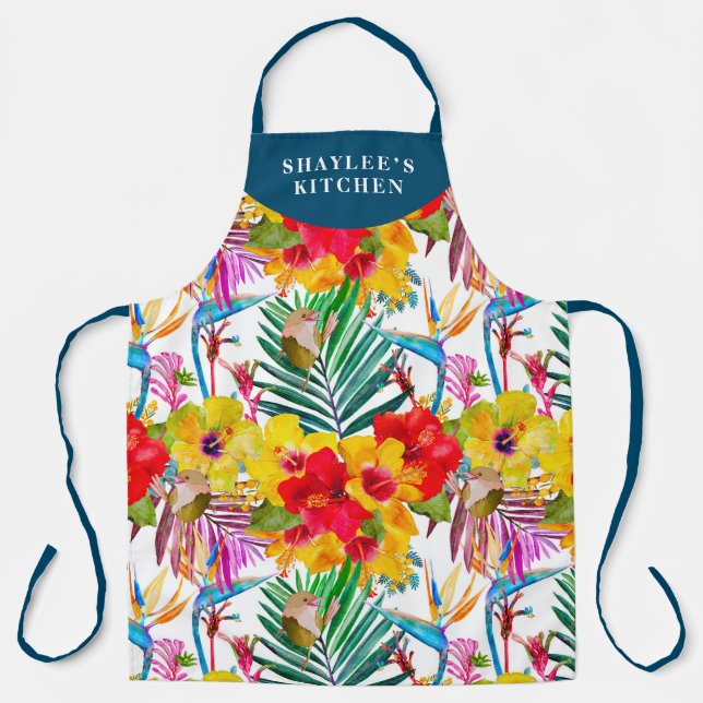Tropical Hibiscus Summer Pattern  Apron (Front)