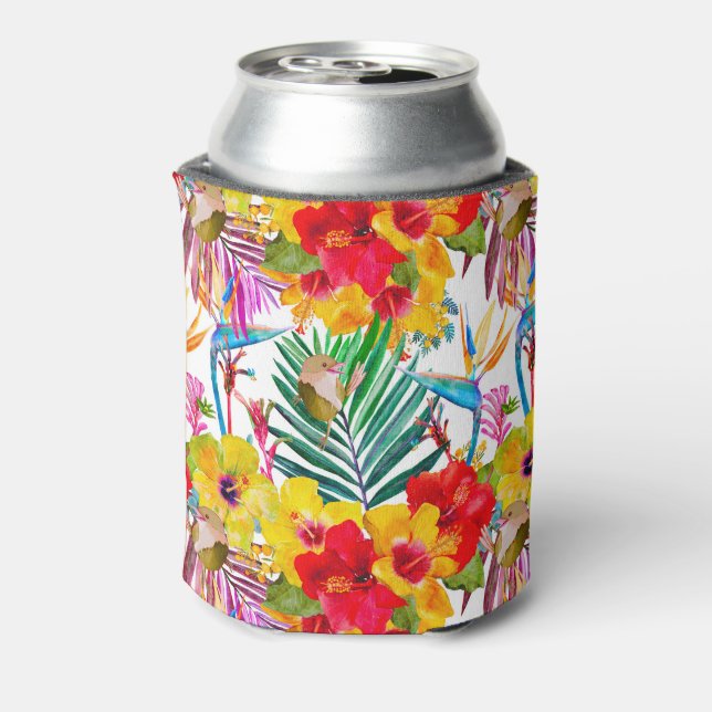 Tropical Hibiscus Summer Pattern Can Cooler (Can Back)