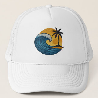 Tropical Hibiscus Surfboard Trucker Hat