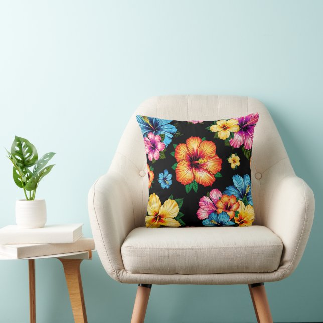 Tropical Hibiscus Throw Pillow (Chair)