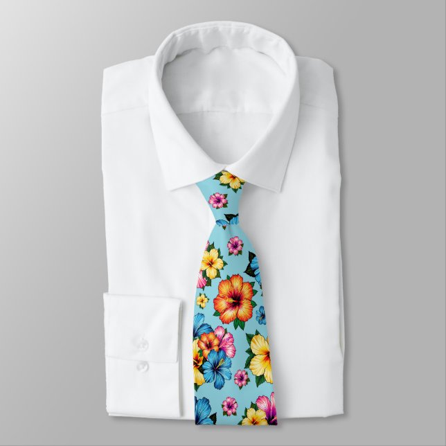 Tropical Hibiscus Tie (Tied)