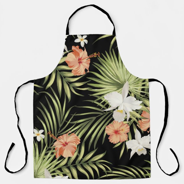 Tropical Hibiscus: Vintage Floral Pattern Apron (Front)