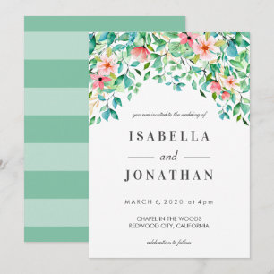 Tropical Hibiscus   Watercolor luau wedding Invitation