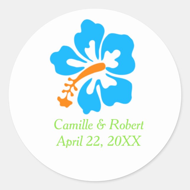 Tropical Hibiscus - Wedding Circle Stickers (Front)