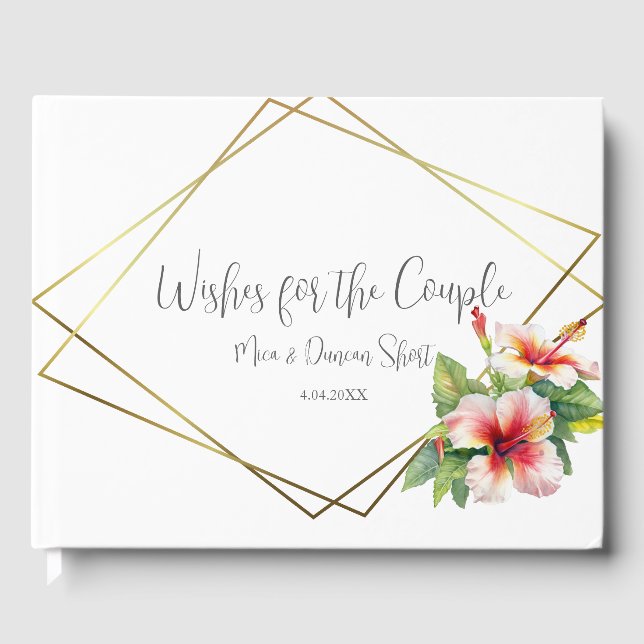 Tropical Hibiscus Wedding Guest Book (Front)
