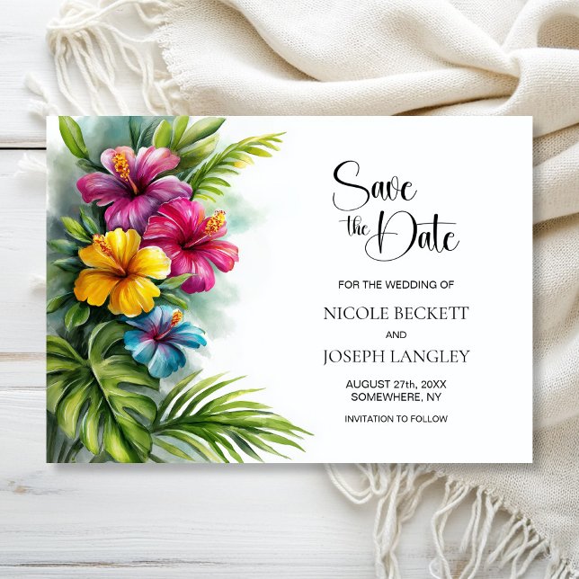 Tropical Hibiscus Wedding Save the Date (Créateur téléchargé)