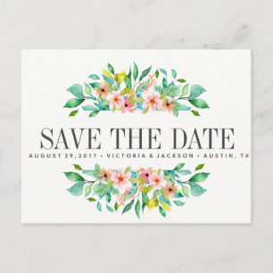 Tropical Hibiscus   WEDDING save the date Announcement Postcard