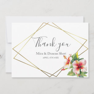 Tropical Hibiscus Wildflower Wedding Thank You Card