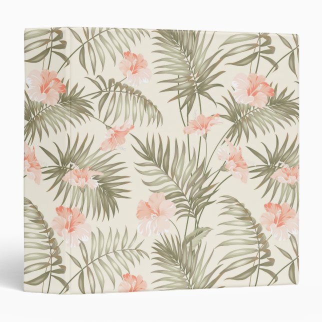 Tropical Hisbiscus Palm Tree Pattern Binder (Front/Spine)