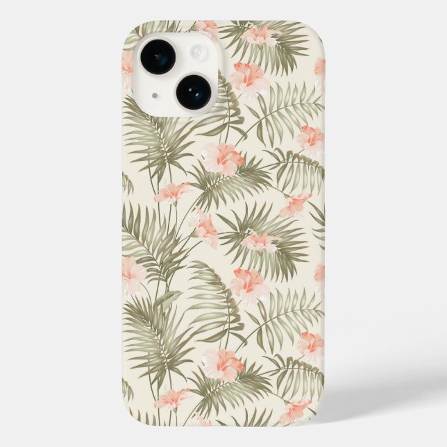 Tropical Hisbiscus Palm Tree Pattern Case-Mate iPhone Case (Back)