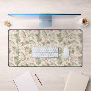 Tropical Hisbiscus Palm Tree Pattern Desk Mat