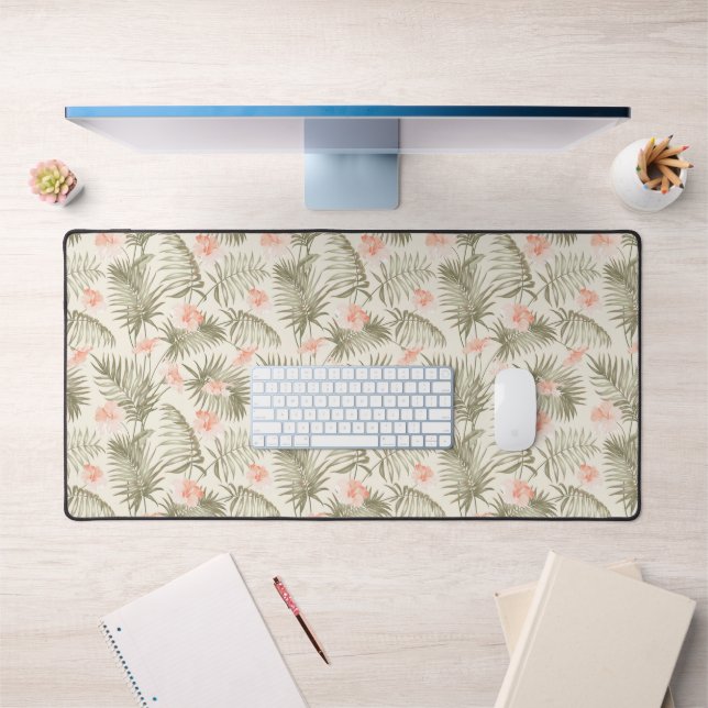 Tropical Hisbiscus Palm Tree Pattern Desk Mat (Office 1)