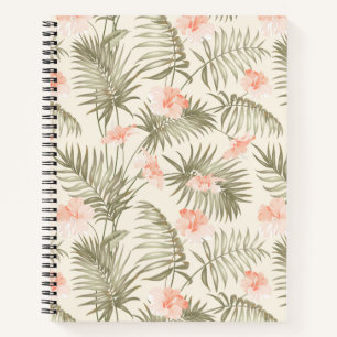 Tropical Hisbiscus Palm Tree Pattern Notebook
