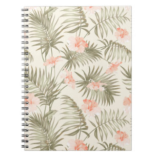 Tropical Hisbiscus Palm Tree Pattern Notebook