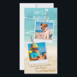 Tropical Holiday 2-Photo Beach Christmas Card<br><div class="desc">Nautical Boutique Co.'s Florida holiday "Sand is the New Snow" design is one in our photo-fun holiday series. It features white handwriting chalk-styled typography set on a beautiful aqua ocean and sandy beach backdrop with strings of twinkling lights, plus a cute palm tree icon. Personalize with any two photos --...</div>