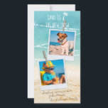 Tropical Holiday 2-Photo Beach Christmas Card<br><div class="desc">Nautical Boutique Co.'s Florida holiday "Sand is the New Snow" design is one in our photo-fun holiday series. It features white handwriting chalk-styled typography set on a beautiful aqua ocean and sandy beach backdrop with strings of twinkling lights, plus a cute palm tree icon. Personalize with any two photos --...</div>