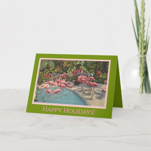Tropical Holiday Flamingo Card (Front)