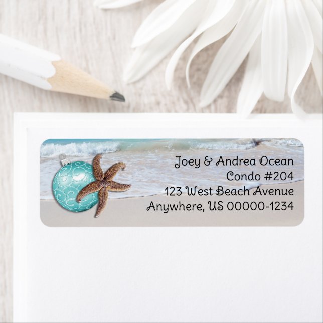Tropical Holiday Ocean Starfish Return Address (Insitu)