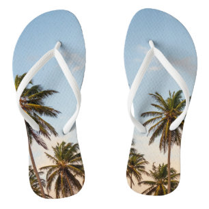 Tropical Holiday Palm Trees Flip Flops