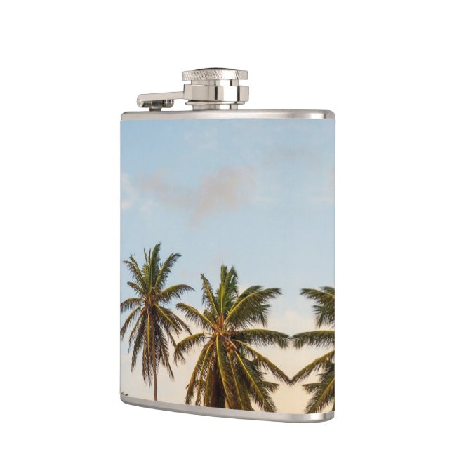 Tropical Holiday Palm Trees Hip Flask (Left)