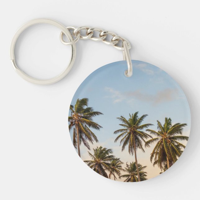Tropical Holiday Palm Trees Keychain (Front)