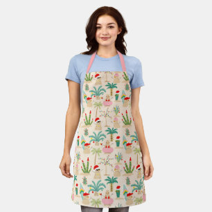 Tropical Holiday Vibes Christmas Pattern Apron