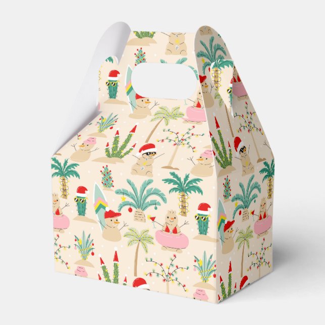 Tropical Holiday Vibes Christmas Pattern Favor Box (Front Side)
