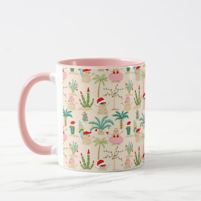 Tropical Holiday Vibes Christmas Pattern Mug (Left)
