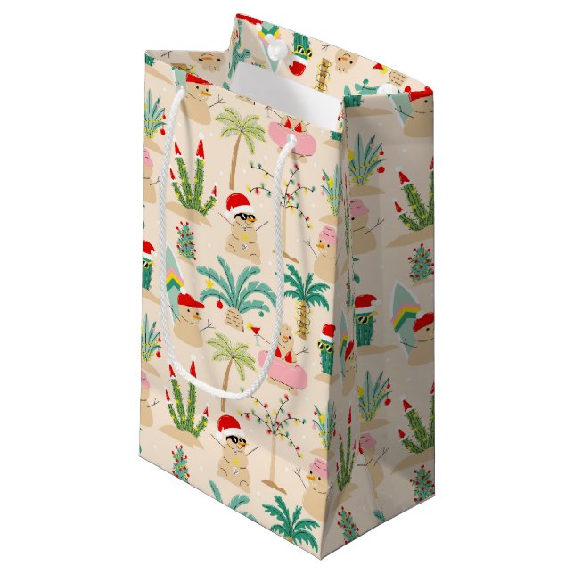 Tropical Holiday Vibes Christmas Pattern Small Gift Bag (Front Angled)