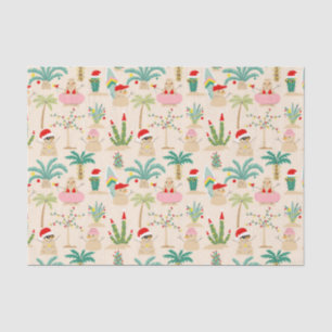 Tropical Holiday Vibes Christmas Pattern Tissue Paper