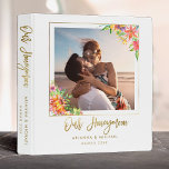 Tropical Honeymoon Gold Hand-lettered Chic Photo Binder<br><div class="desc">Make your own personalized honeymoon photo album. On the cover,  this featured your own photo in a faux gold frame with tropical watercolor flowers and a gorgeous hand lettered script calligraphy saying "Our honeymoon" over your names and place and date of honeymoon.</div>