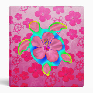 Tropical Honu Turtle and Hibiscus Binder