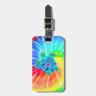 Tropical Honu Turtle and Hibiscus Luggage Tag