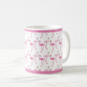Tropical Hot Pink Flamingos Pattern Coffee Mug