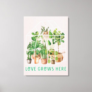 Tropical Houseplant Greenhouse on Canvas Print