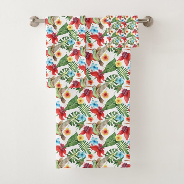 Tropical Hummingbird Bath Towel Set (Insitu)