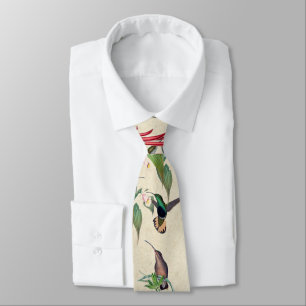 Tropical Hummingbird Birds Orchid Flowers Tie