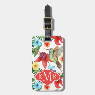 Tropical Hummingbird Monogram Luggage Tag