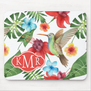 Tropical Hummingbird   Monogram Mouse Pad